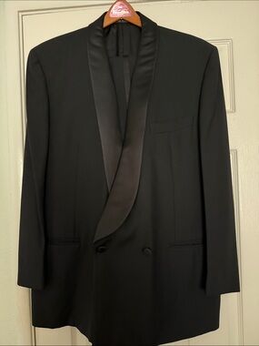 Canali Black Satin Shawl Collar Tuxedo Jacket and Pants